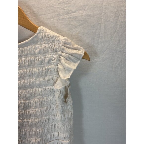 Anthropologie Peregrine MIDI Dress White Size S smocked flutter sleeve - Picture 6 of 16